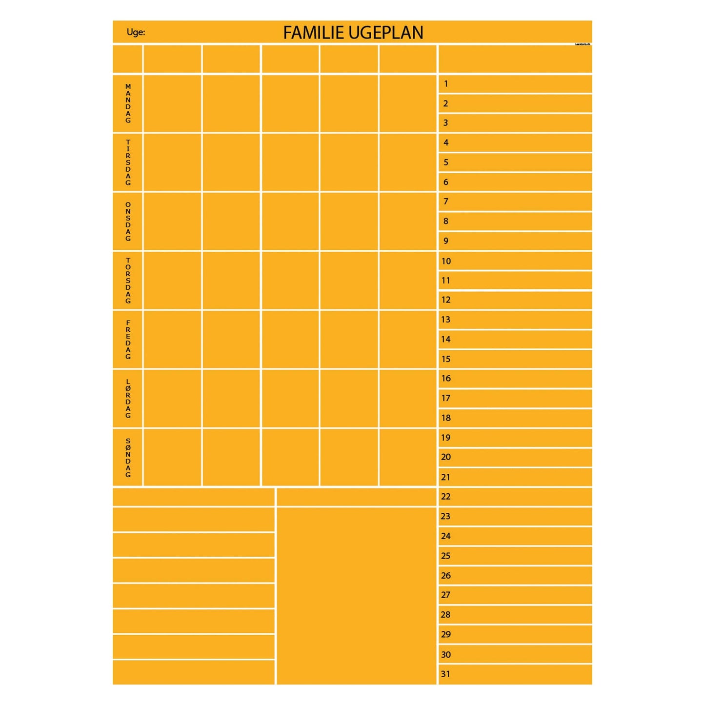 Leantools Planlægningstavle Gul / 62x90 cm Beboer uge plan selvklæbende whiteboardfolie