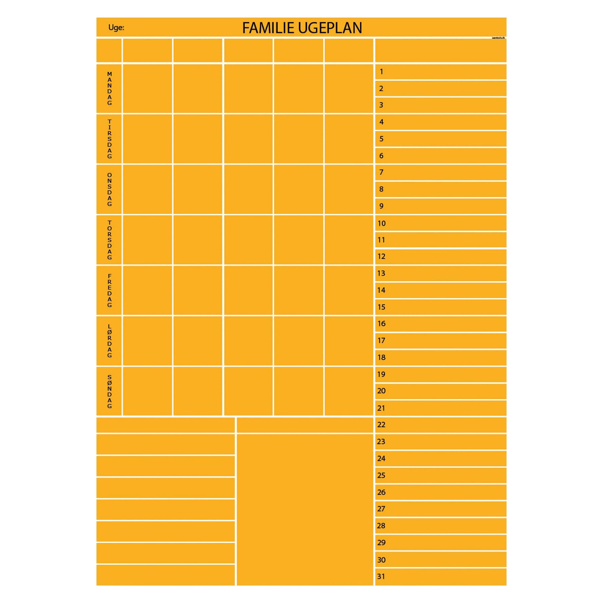 Leantools Planlægningstavle Gul / 62x90 cm Beboer uge plan selvklæbende whiteboardfolie