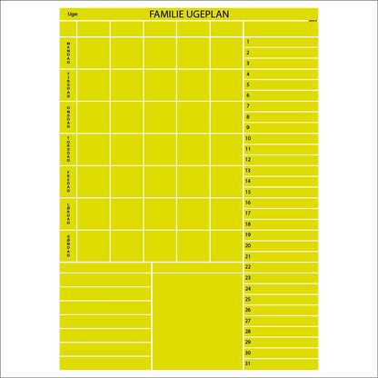 Leantools Planlægningstavle Gul / 62x90 cm Familie plan magnetfolie