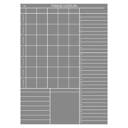 Leantools Planlægningstavle Grå Familie plan selvklæbende whiteboardfolie 65x90 cm