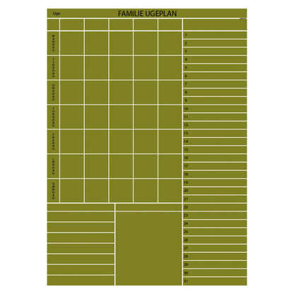 Leantools Planlægningstavle Oliven / 65x90 cm Familie plan selvklæbende whiteboardfolie