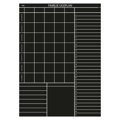 Leantools Planlægningstavle Sort / 65x90 cm Familie plan selvklæbende whiteboardfolie