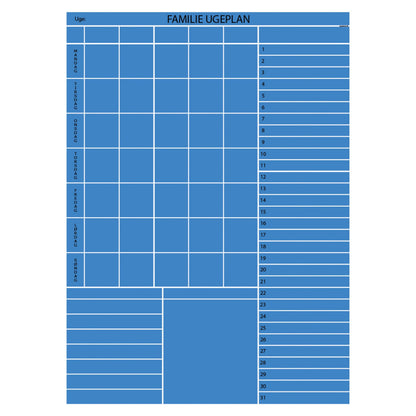 Leantools Planlægningstavle Blå Familie plan uge selvklæbende whiteboardfolie 65x90 cm