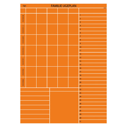 Leantools Planlægningstavle Orange Familie plan uge selvklæbende whiteboardfolie 65x90 cm
