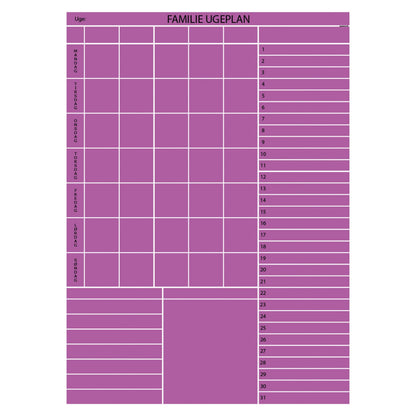 Leantools Planlægningstavle Lilla Familie plan uge selvklæbende whiteboardfolie 65x90 cm