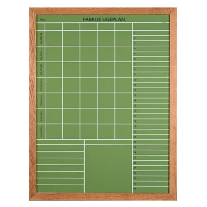 Leantools Planlægningstavle Oliven / 60x90 cm Familie plan Whiteboard med Egetræs ramme